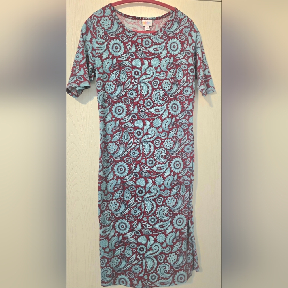 LuLaRoe Pink and Blue Long Sleeve Dress